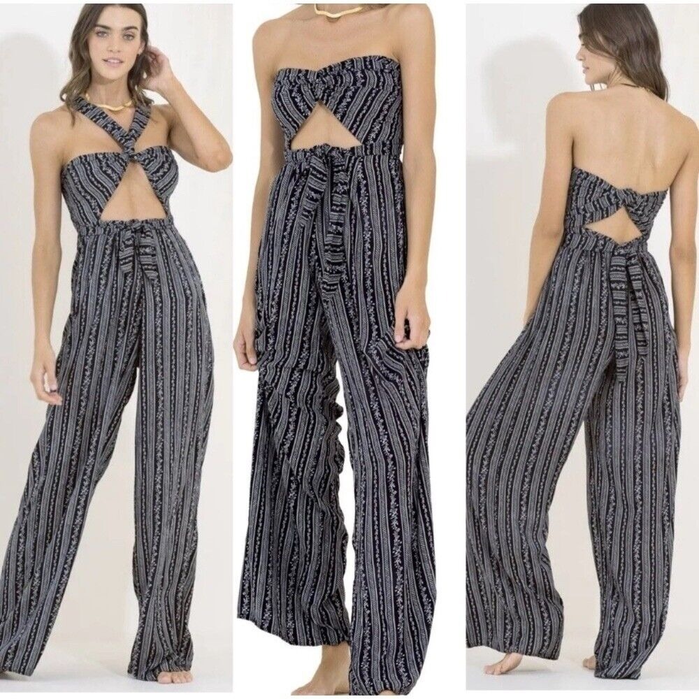 MAAJI Victorian Carissa Convertible Swim Cover‎ Up Jumpsuit Size S Black White
